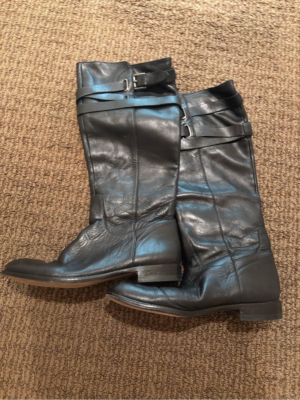 Coach Black Leather Knee-High Riding Boots